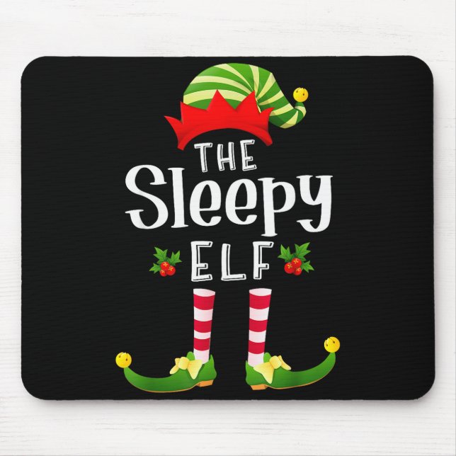 Sleepy Christmas Elf Matching Pajama X-mas Party  Mousepad (Vorne)