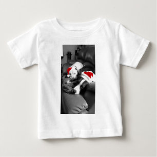 Sleepy Christmas Pitbull Puppies Süßes Santa Baby T-shirt