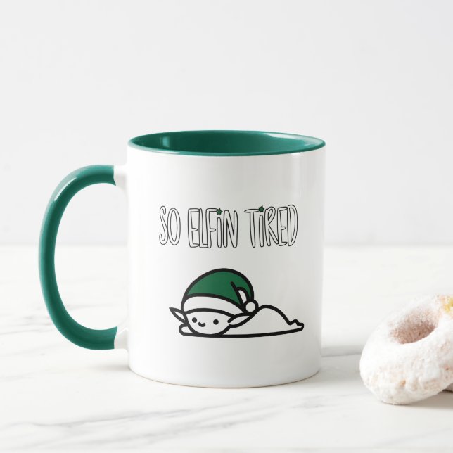 Sleepy Elf Weihnachten - für Weihnachtsmann Tasse (Mit Donut)