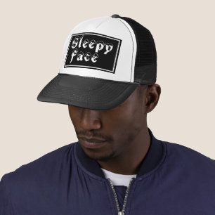 Sleepy Face: Black - Sun Brim - Trucker Hat Truckerkappe