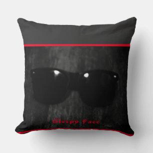 Sleepy Face: "BOLD" Schwarz - Baumwoll-T-Shirt Kissen