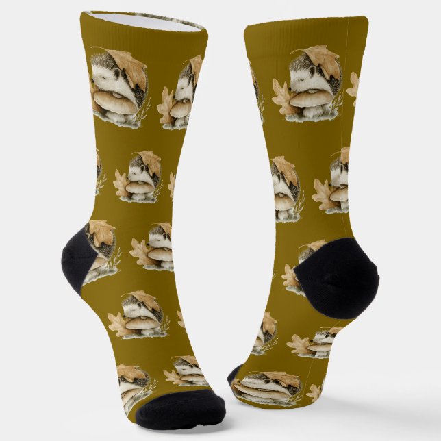 Sleepy Fall Igel mit Pilz Socken (Gewinkelt)