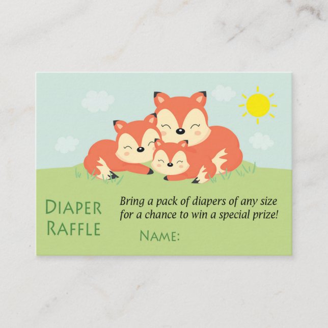 Sleepy fox Diaper Raffles Tickets (Vorderseite)