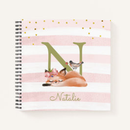 Sleepy Fox Illustration Girl Daily Zeichnend Notizbuch