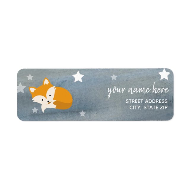 Sleepy Fox Stars Watercolor Babydusche (Vorne)