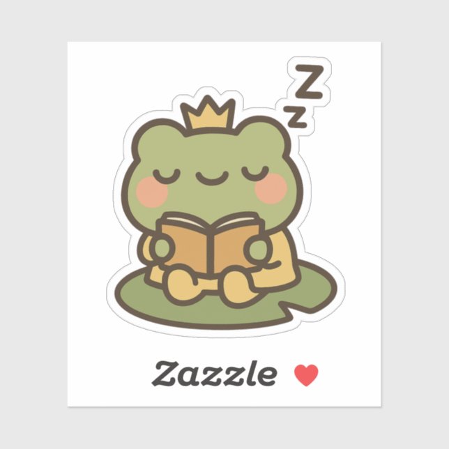 Sleepy Frosch auf Lily Pad Sticker (Blatt)