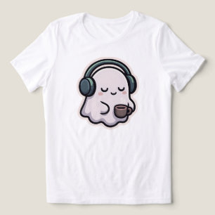 Sleepy Geist mit Kaffee - Kawaii NUR WEISS Tri-Blend Shirt