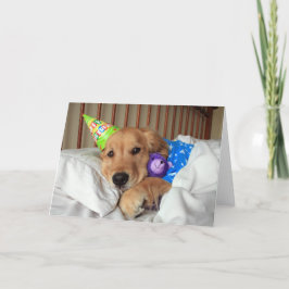 Sleepy Golden Retriever in Pajamas Geburtstag Karte