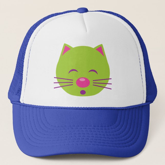 Sleepy Green Cat Truckerkappe (Vorderseite)