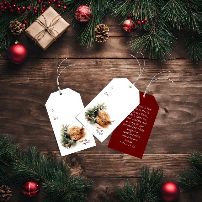 Sleepy Highland Cow Gift Tags Geschenkanhänger (Von Creator hochgeladen)