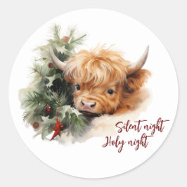Sleepy Highland Cow Runder Aufkleber