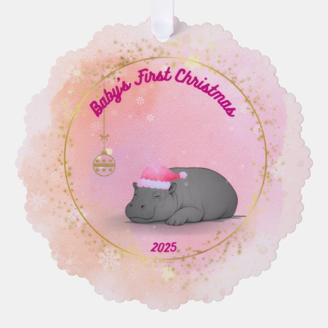 Sleepy Hippo Baby - Paper Ornament (Vorderseite)