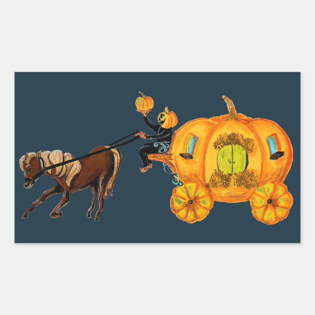 Sleepy Hollow Headless Horseman Pumpkin Carriage Rechteckiger Aufkleber (Vorderseite)