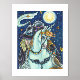 SLEEPY HOLLOW HEXE EINHORN EULE, HALLOWEEN-FANTASY POSTER