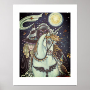 SLEEPY HOLLOW HEXE EINHORN EULE, HALLOWEEN-FANTASY POSTER