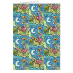 SLEEPY HOLLOW PINK FLAMINGO & CROC HALLOWEEN CARD