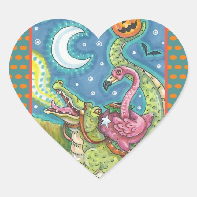 SLEEPY HOLLOW PINK FLAMINGO STICKERS SHEED Herz (Vorderseite)