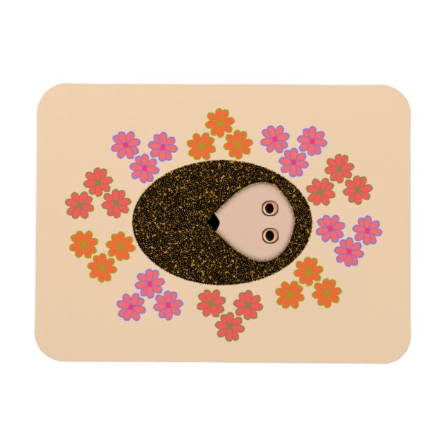 Sleepy Igel und Blume Magnet (Horizontal)