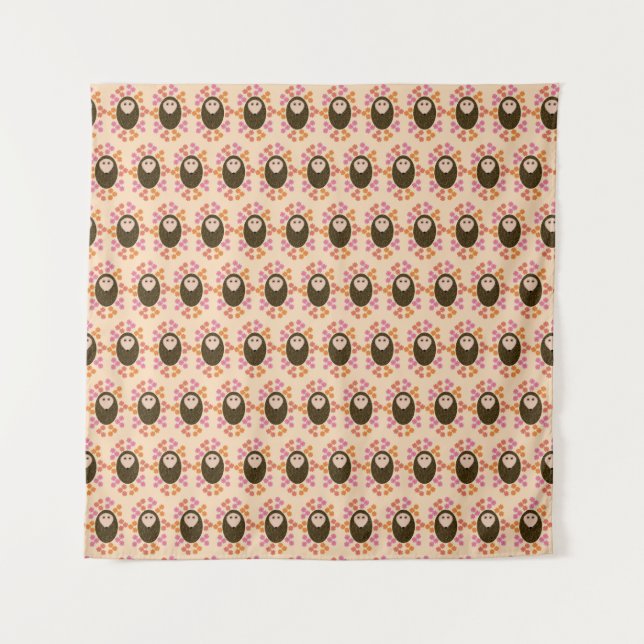 Sleepy Igel und Blume Tapestry Wandteppich (Vorderseite (Horizontal))