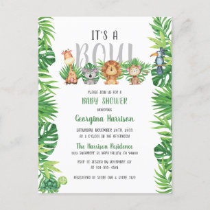 Sleepy Jungle Animals   Es ist eine Baby-Dusche Einladungspostkarte