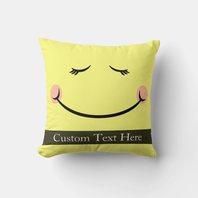 Sleepy Kawaii Happy Face Kissen (Vorderseite)