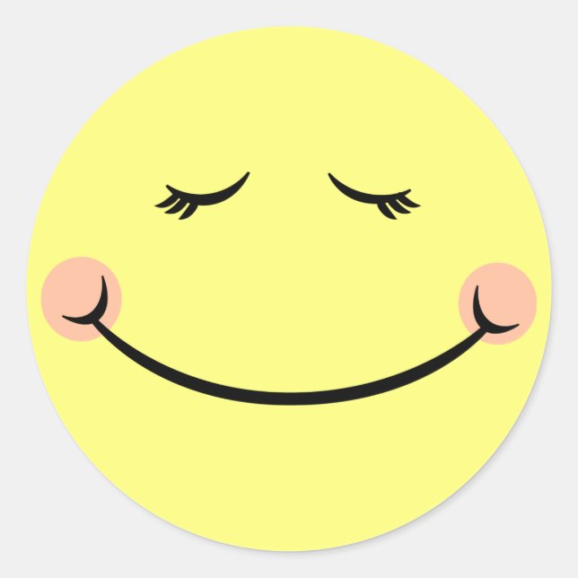 Sleepy Kawaii Happy Face Runder Aufkleber (Vorderseite)