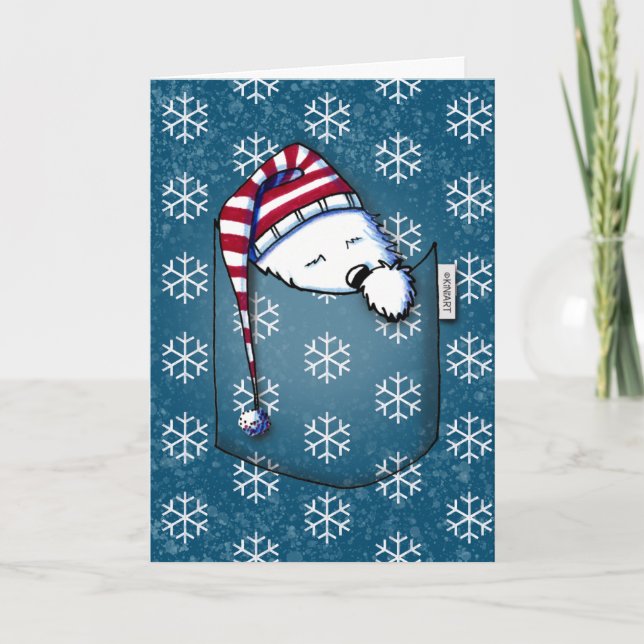 Sleepy KiniArt Westie Weihnachtskarte Karte (Vorderseite)