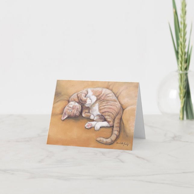 Sleepy Kitty Cat Art Note Card Karte (Vorderseite)