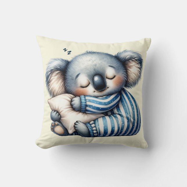 Sleepy Koala Bear Throw Kissen (Vorderseite)