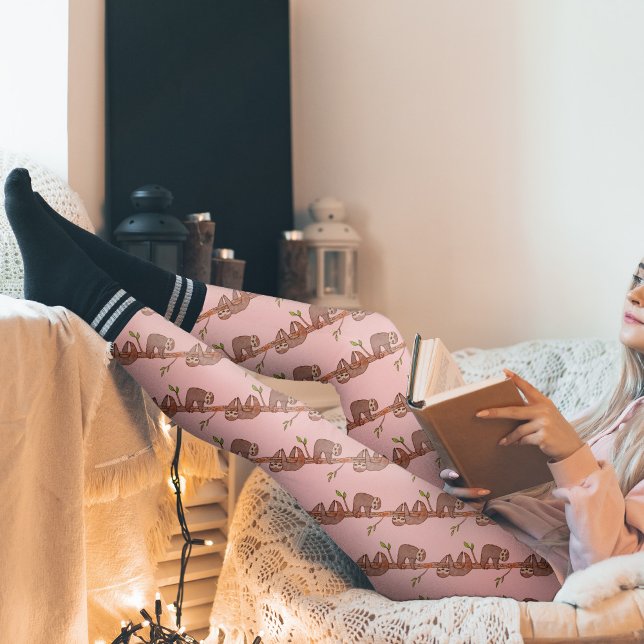 Sleepy Lazy Baby Sloth Muster Leggings (Sloth Pattern Leggings (choose your own background colour))