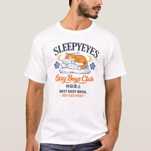 Sleepy Lazy Boys Club – Süße schlafende Katze Graf T-Shirt