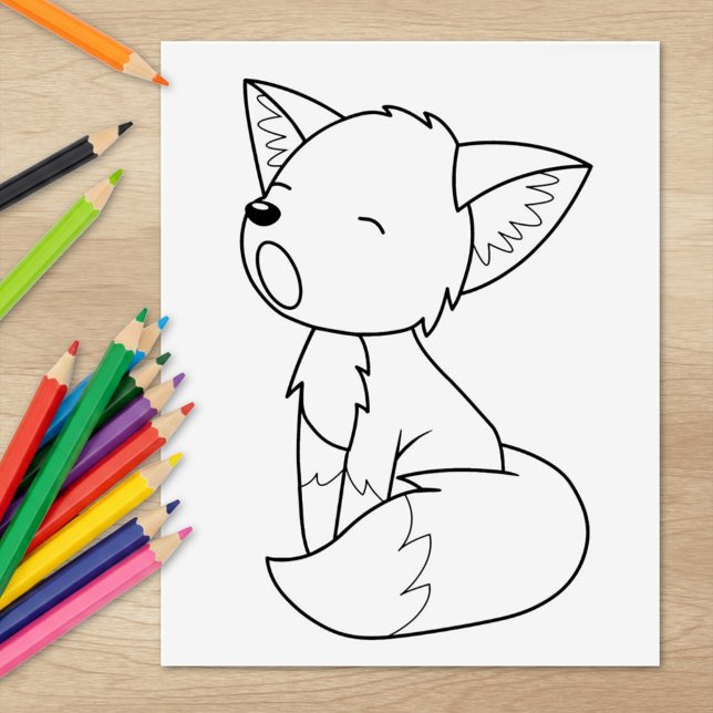 Sleepy Little Fox Coloring Page Gummistempel (Von Creator hochgeladen)
