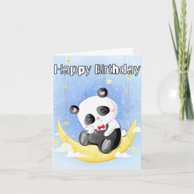 Sleepy Little Panda Bear | Happy Birthday Karte (Vorderseite)