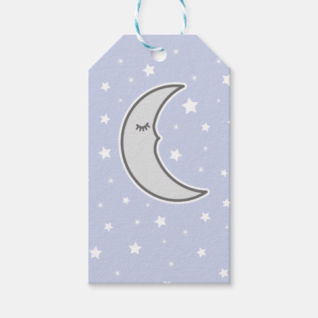 Sleepy Moon Baby Dusche Günstige Geschenkmarke Geschenkanhänger (Vorderseite)