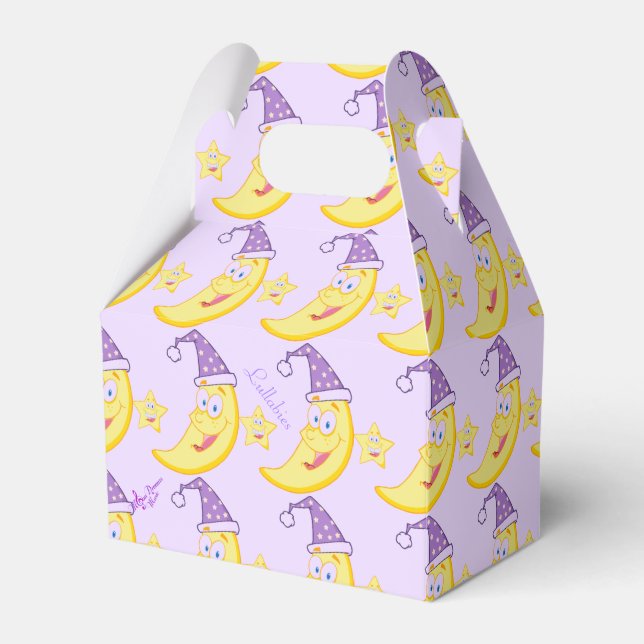 Sleepy Moon Lullabies Gable Baby Favor Box Geschenkschachtel (Vorderseite)