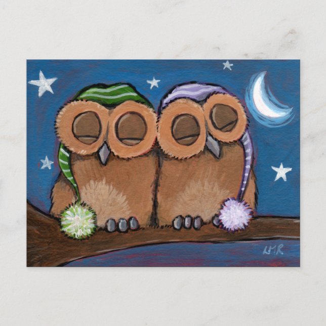 Sleepy Owls Postkarte (Vorderseite)