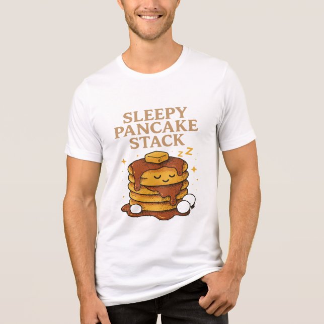 Sleepy Pancake Stack - Niedliches Feinschmecker Fr Tri-Blend Shirt (Vorderseite)