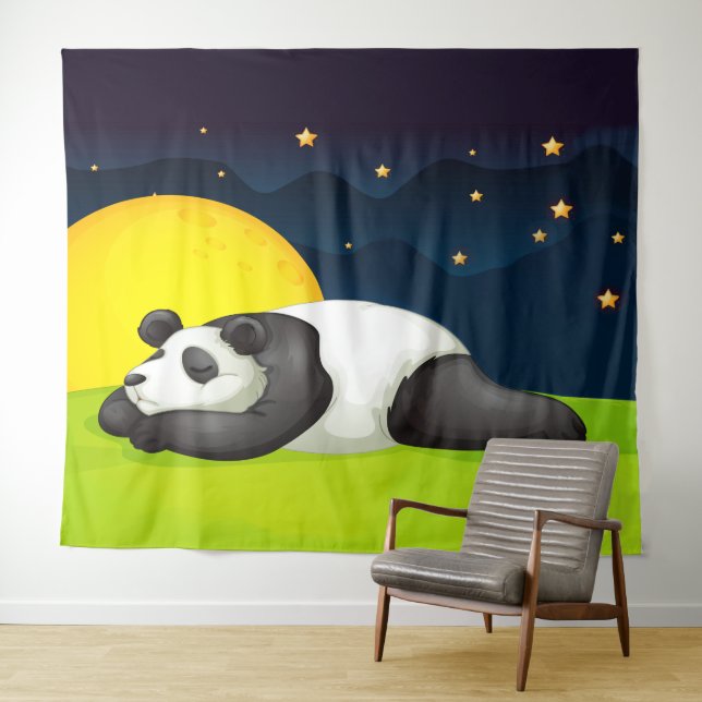 Sleepy Panda Extra Large Tapestory Wandteppich (Beispiel (Horizontal))