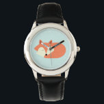 Sleepy Red Fox Armbanduhr<br><div class="desc">Adorable Vektorgrafik eines niedlichen kleinen roten Fuchs.</div>