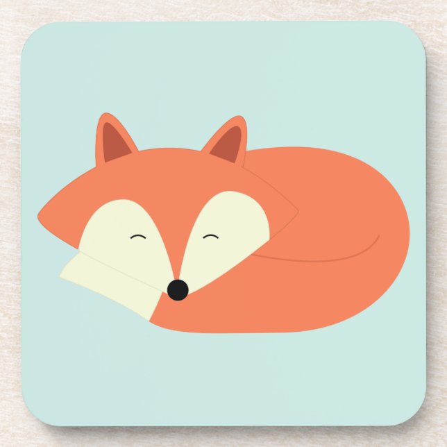 Sleepy Red Fox Getränkeuntersetzer (Vorderseite)