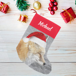 Sleepy Red Fox Rote Weihnachtsmannmütze mit Name t Kleiner Weihnachtsstrumpf