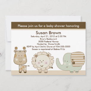 Sleepy Safari Animaux Baby shower Invitation