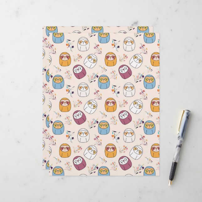 Sleepy Sloth Briefbogen (Vorderseite/Rückseite Beispiel)