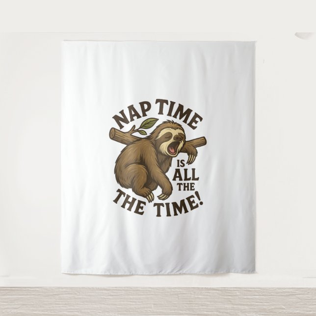 Sleepy Sloth Funny Wandteppich (Vorderseite)