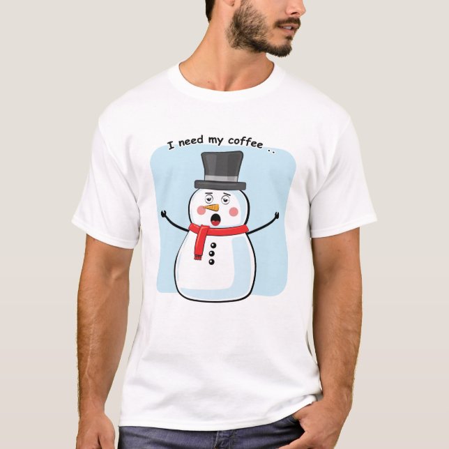 Sleepy Snowman - Funny Illustration T-Shirt (Vorderseite)