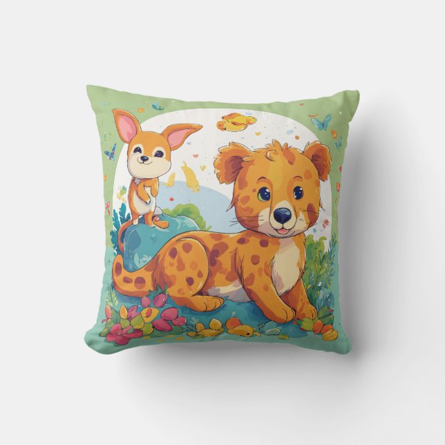 Sleepy Stars Cartoon Kissen und Kinder Zimmerdekor (Vorderseite)