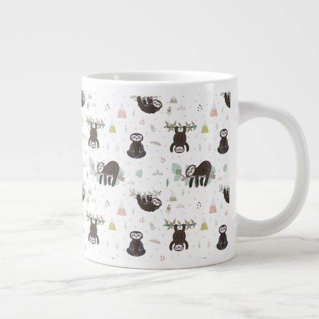 Sleepy Sweet Sloth Pattern Jumbo-Tasse (Rechts)