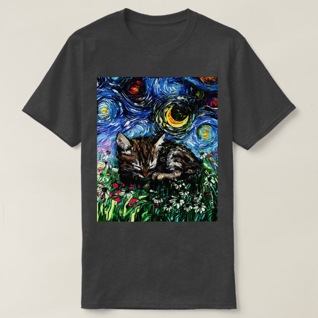Sleepy Tabby Kitten Night T-Shirt (Design vorne)