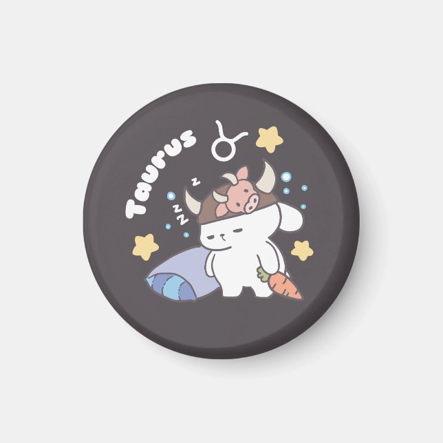 Sleepy Taurus Bunny Pattern - Zodiac Magnet (Vorne)