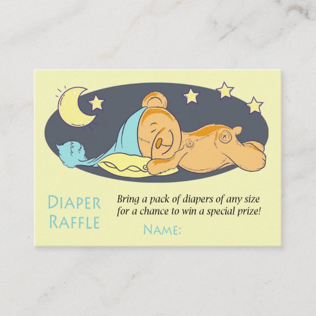 Sleepy Teddy Bär Diaper Raffles Tickets (Vorderseite)